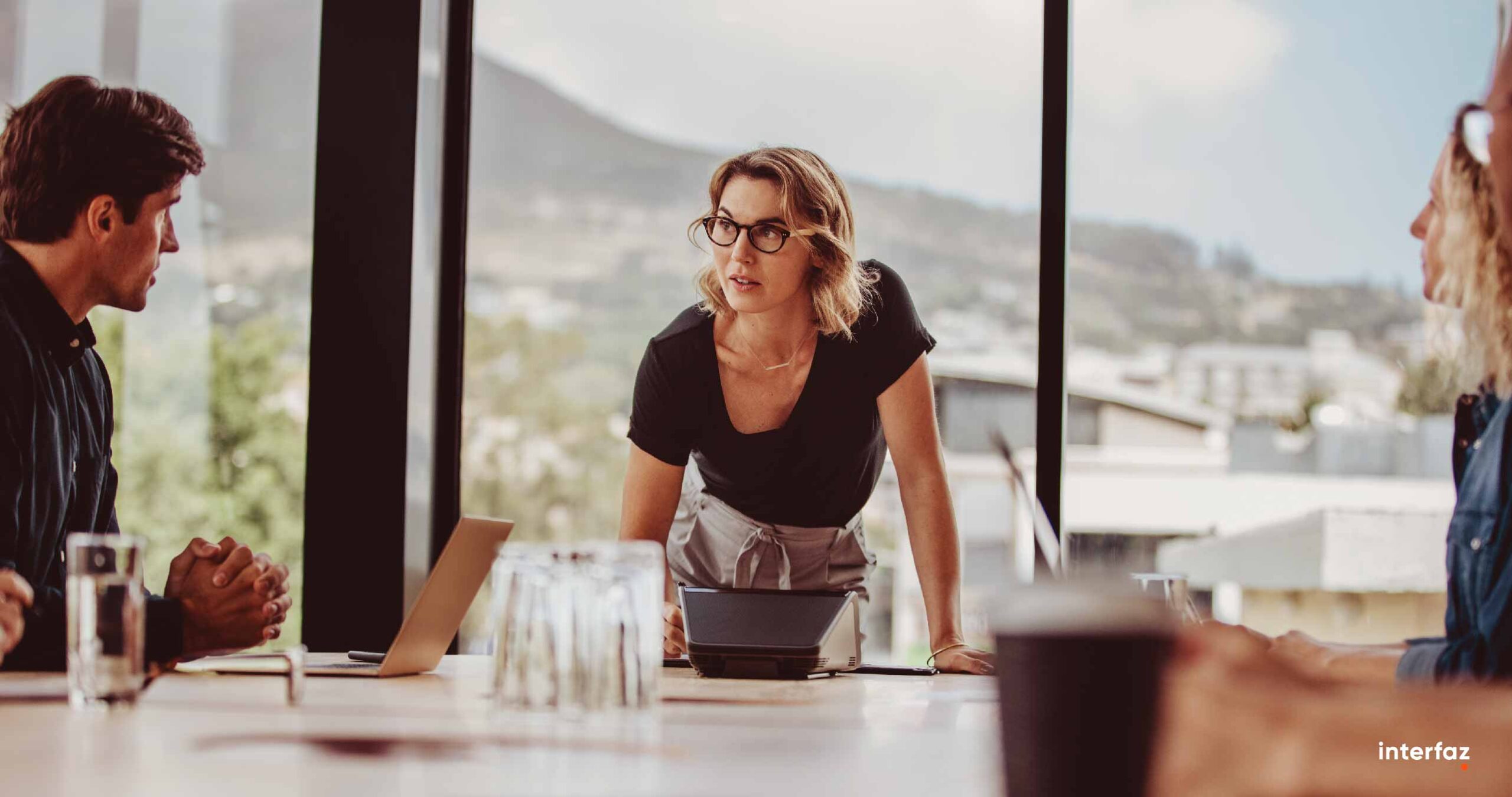 Businesswoman explaining new strategies to her team