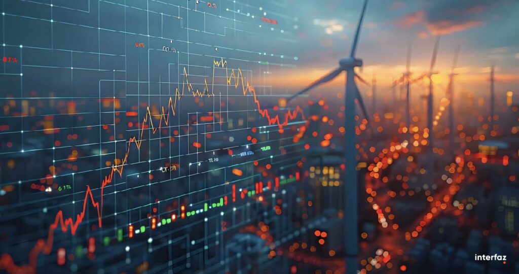 Conceptual image depicting the rise in energy prices, highlighting the increasing costs of energy and the shift towards sustainable alternative